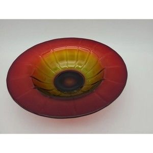 Glass Serving Bowl Hombre Red to Gold Gradient 10.5"